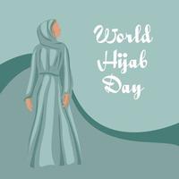 journée mondiale du hijab. bon pour la célébration de la journée mondiale du hijab. belle fille dans un hijab. conception plate. conception de dépliants. illustration vectorielle. vecteur