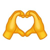 deux mains formant une forme de coeur grande taille de main emoji jaune vecteur
