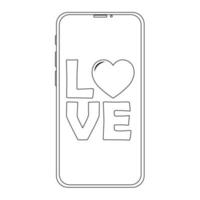 illustration simple du téléphone avec l'icône du cœur pour st. La Saint-Valentin vecteur