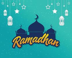 texte calligraphique arabe du ramadan kareem pour la célébration musulmane. célébration islamique de conception créative du ramadan pour l'impression, la carte, l'affiche, la bannière, etc. vecteur