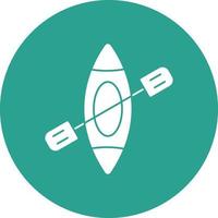 icône de fond de cercle de glyphe de kayak vecteur