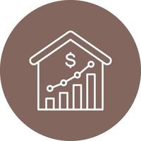 icône de fond de cercle de ligne d'augmentation de prix de maison vecteur