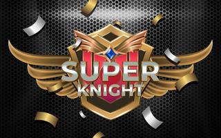 effet de texte 3d du logo de l'équipe esport super chevalier avec emblème ailé vecteur