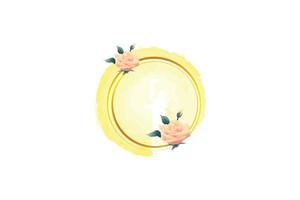 cadre floral avec aquarelle. élément floral de vecteur et fleurs dans un style aquarelle pour cartes et invitations de mariage. cadre en forme de rond et de cercle.