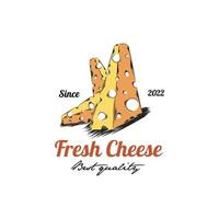 logo vintage de fromage frais de qualité supérieure vecteur