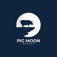 création de logo de lune de cochon vecteur