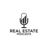 vecteur de conception de logo de podcasts immobiliers