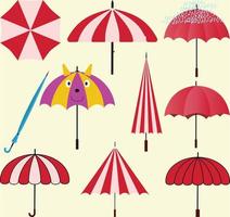 icône de parapluie isolé et réaliste. ouvrir et plier le parapluie. un ensemble de parapluies différents dans différentes positions. tous les composants sont isolés. accessoire élégant pour se protéger de la pluie ou du soleil vecteur