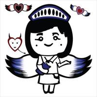 ange d'amour heureux pour les vacances de la Saint-Valentin, diable et ange, jolie poupée d'ange avec des ailes, seigneur de l'amour, vecteur de dessin animé, vecteur d'amour avec des ailes, forme d'amour du diable, poupée, illustration vectorielle.