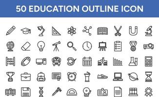 jeu d'icônes de contour de l'éducation vecteur