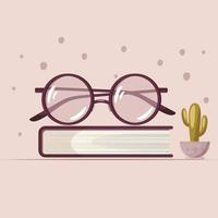 lunettes pour lire. amateur de livres, bibliophile, concept d'éducation. illustration vectorielle isolée. vecteur