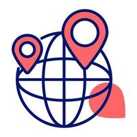 globe terrestre avec pointeur de carte symbolisant le vecteur de localisation global