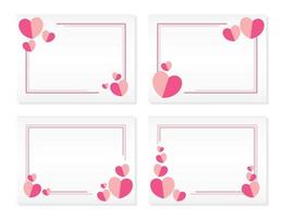 décoration de cadre d'affiche avec coeur en forme simple, modèle vectoriel de bordure rose. carte de voeux saint valentin ou invitation de mariage.