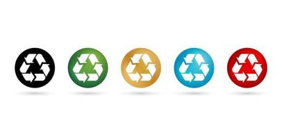 illustration d'icônes de recyclage autour de cinq modèles de conception avec des arrière-plans blancs isolés pour les emballages d'étiquettes de produits d'entreprise ou d'entreprise, conceptions d'interface utilisateur, collages, ponts, collages et mises en page vecteur