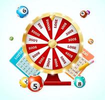 roue de fortune de casino détaillée 3d réaliste et table de loterie. vecteur