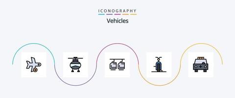 pack d'icônes plat rempli de 5 lignes de véhicules, y compris les véhicules. le transport. Véhicules. rempli. Véhicules vecteur