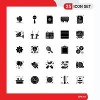 25 glyphes solides vectoriels thématiques et symboles modifiables d'éléments de conception vectoriels modifiables de passager de train de conception de crédit partagé vecteur