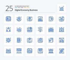 pack d'icônes de couleur bleue de 25 entreprises d'économie numérique, y compris le partage. Entreprise. numérique. numérique. usine vecteur