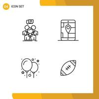 concept de 4 lignes pour sites Web mobiles et groupes d'applications ballon personnes gps partie éléments de conception vectoriels modifiables vecteur