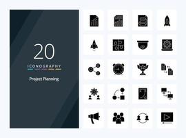 20 icône de glyphe solide de planification de projet pour la présentation vecteur