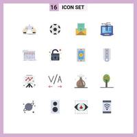 symboles d'icônes universels groupe de 16 couleurs plates modernes de console ordinateur portable football réseau lecteur vidéo pack modifiable d'éléments de conception de vecteur créatif