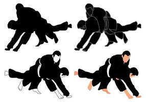 silhouettes judoist, judoka, combattant en duel, bats toi, sport de judo, art martial, pack de silhouettes de sport vecteur