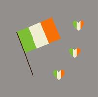 drapeau de l'irlande sur flagstaff. St. patrick's day.vector illustration de jeu de dessin animé doodle. vecteur