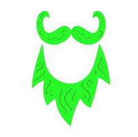 barbe verte et moustache sur fond blanc. illustration de jeu de dessin animé de doodle de vecteur. vecteur