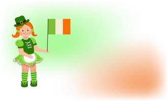 garçon et fille en costumes irlandais. St. patrick's day.vector illustration de jeu de dessin animé doodle. vecteur