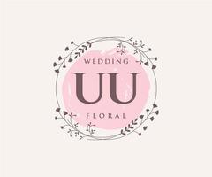 uu initiales lettre modèle de logos de monogramme de mariage, modèles minimalistes et floraux modernes dessinés à la main pour cartes d'invitation, réservez la date, identité élégante. vecteur