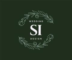 si initiales lettre mariage monogramme logos collection, modèles minimalistes et floraux modernes dessinés à la main pour cartes d'invitation, réservez la date, identité élégante pour restaurant, boutique, café en image vectorielle vecteur