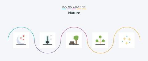 pack d'icônes nature plat 5, y compris l'espace. la nature. la nature. arbre. jardin vecteur