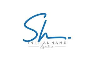 vecteur de modèle de logo de signature sh initial. illustration vectorielle de calligraphie dessinée à la main.