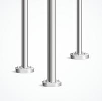 ensemble de piliers de poteaux métalliques 3d réalistes et détaillés. vecteur