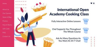 cours de cuisine international open academy sur le web vecteur