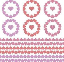 cadres de cercle coeur saint valentin et motifs de bordure graphiques vectoriels vecteur