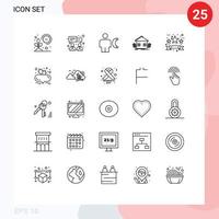 pack de 25 signes et symboles de lignes modernes pour les supports d'impression Web tels que l'écologie agricole avatar info urbaine éléments de conception vectoriels modifiables vecteur