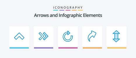pack d'icônes flèche bleue 5 comprenant. bas. rafraîchir. en haut. La Flèche. conception d'icônes créatives vecteur