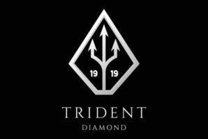 fourchette de lance trident minimaliste simple avec logo en diamant vecteur