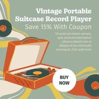 tourne-disque valise portable vintage en vente vecteur