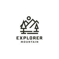 création de logo d'art en ligne de pin de montagne vecteur