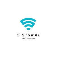 signal wifi hotspot sans fil icône lettre s modèle de conception de logo. illustration vectorielle.couleurs bleues vecteur