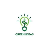 création de logo green idea light blub leaf gear vecteur