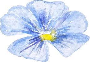 champ bleu ouvert fleur lin clipart isolé aquarelle illustration dessinée à la main vecteur