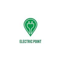 icône de broche de point électrique de charge sur la création de logo de fond blanc vecteur