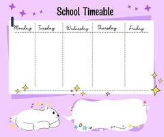 agenda hebdomadaire ours kawaii vecteur