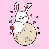 autocollant de lapin de dessin animé kawaii vecteur