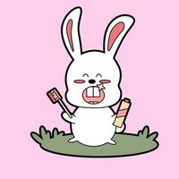 autocollant de lapin de dessin animé kawaii vecteur