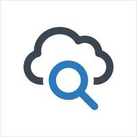 icône de recherche de nuage - illustration vectorielle. cloud, données, recherche, recherche, stockage, exploration, loupe, serveur, réseau, ligne, contour, icônes. vecteur