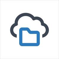 icône de dossier cloud - illustration vectorielle . cloud, données, stockage, dossier, fichiers, documents, partage, partage, enregistrer, ligne, contour, icônes. vecteur